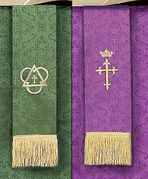 Parament-Jacquard-Reversible-Bookmark With Fringe-Purple/Green by CB Church Supplies
