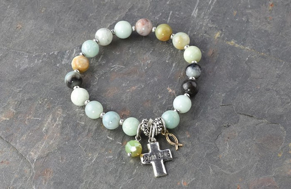 Bracelet-Eden Merry-Story-John 3:16 Cross-Stretchable by Eden Merry