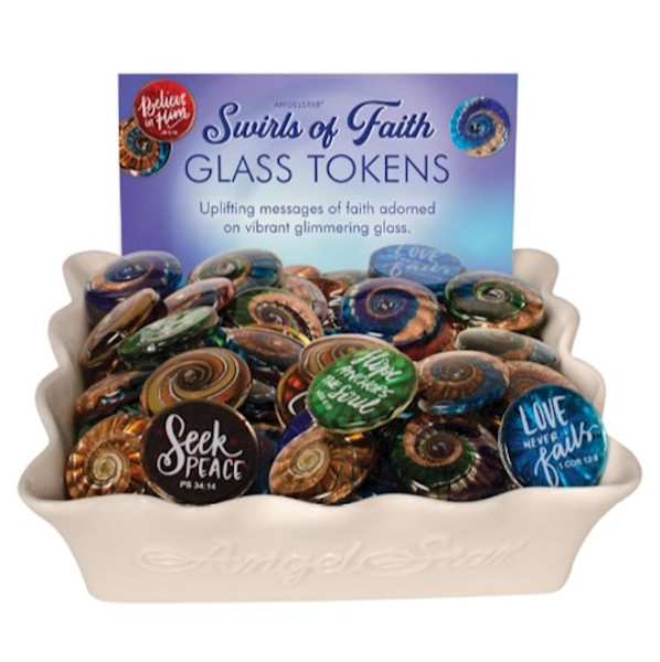 Display-Swirls Of Faith Glass Token Assortment (1.5") (72 Pieces) by Angel Star