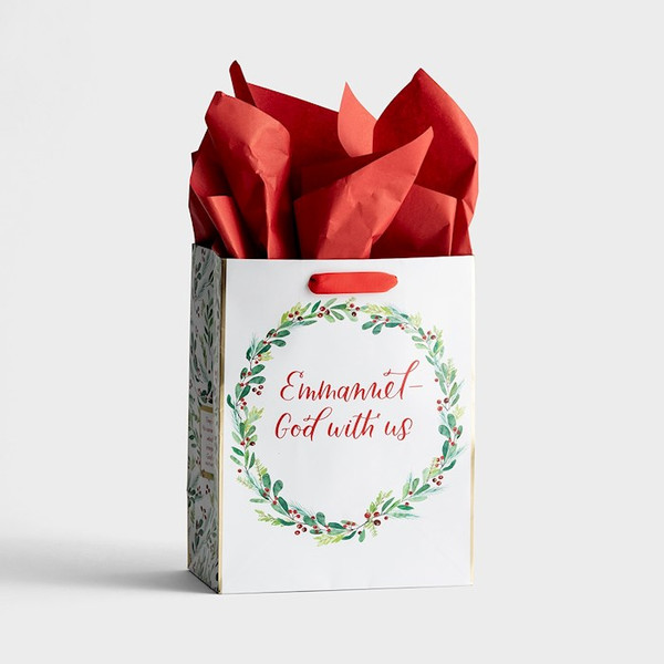 Gift Bag-Specialty-Christmas Wreath-Matthew 1:23 KJV-Medium by Christmas
