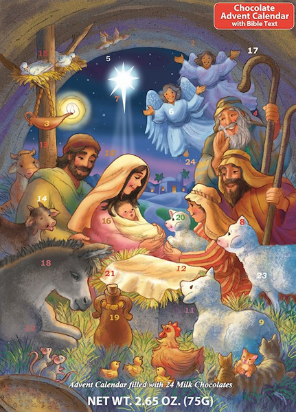 Chocolate Advent Calendar-Baby In A Manger (10 x 13.75) by Vermont Christmas