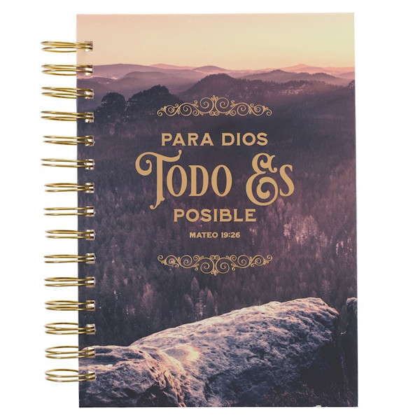Spanish Journal-Wirebound-With God All Things Are Possible (Matthew 19:26) by Christian Art Gift