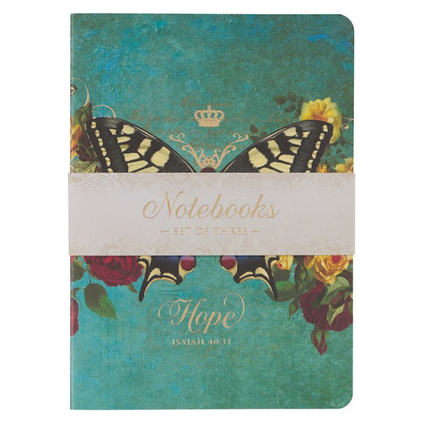 Notebook Set-Large-Secret Garden Butterfly Assortment by Christian Art Gift