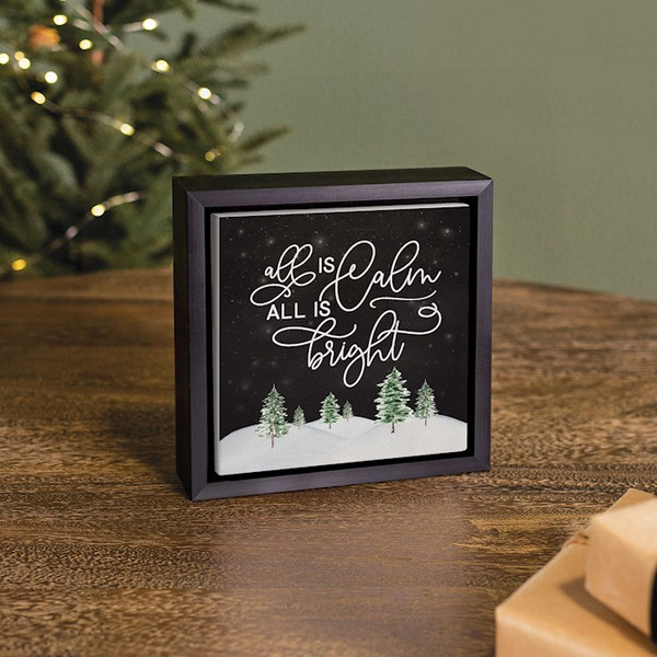 Framed Sign-All Is Calm (6.75 x 6.75) by Christmas