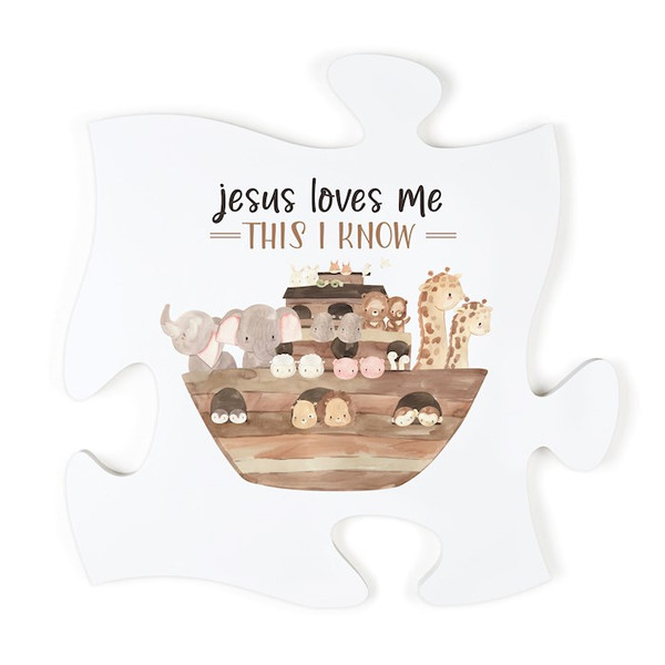Puzzle Piece-Jesus Loves Me-Noah's Ark (12 x 12) by P Graham Dunn