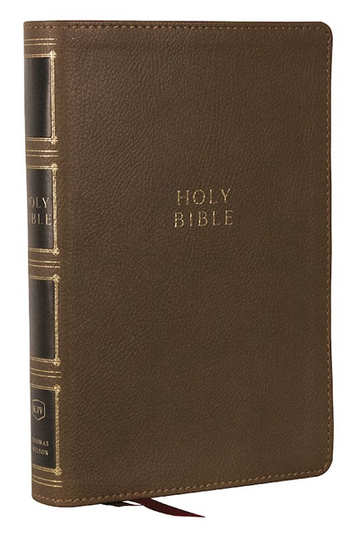 KJV Compact Center-Column Reference Bible (Comfort Print)-Brown Leathersoft Indexed by Nelson Bibles
