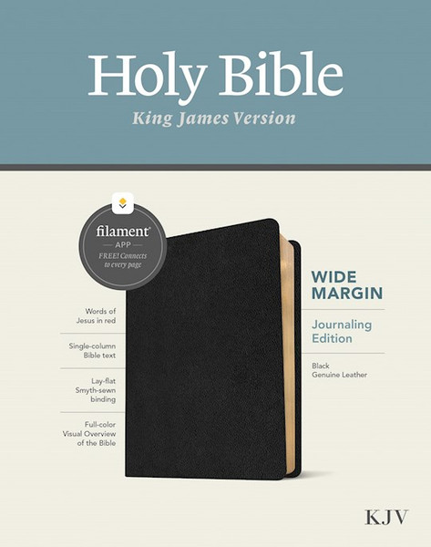 KJV Wide Margin Bible Filament Enabled-Black Genuine Leather by Tyndale House