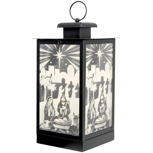 Lantern w/LED Candle String Lights & Timer-Nativity by Christmas