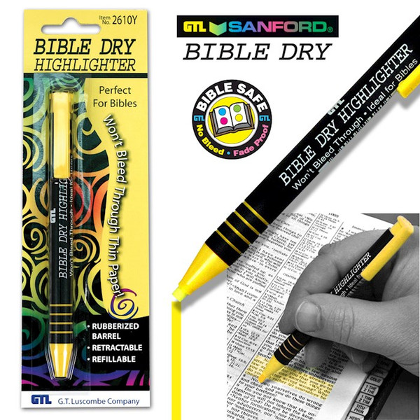 Highlighter-Bible Dry-Yellow (Carded) (Bx/6) by G T Luscombe