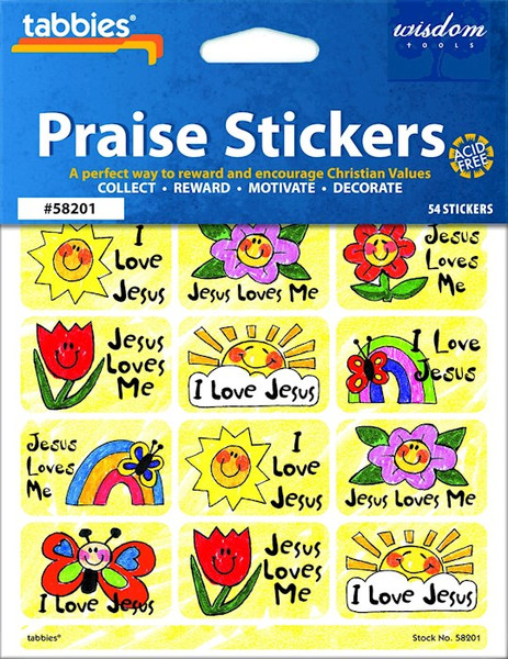 Praise Stickers-I Love Jesus w/Praise Chart (Pack Of 54) by Tabbies