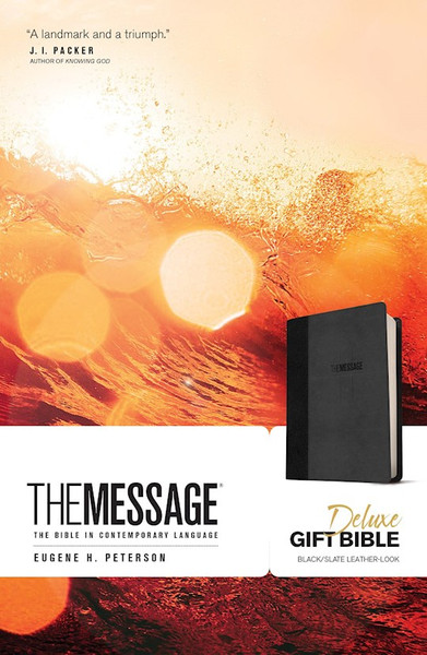 The Message Deluxe Gift Bible-Black/Slate LeatherLook by Peterson Eugene H