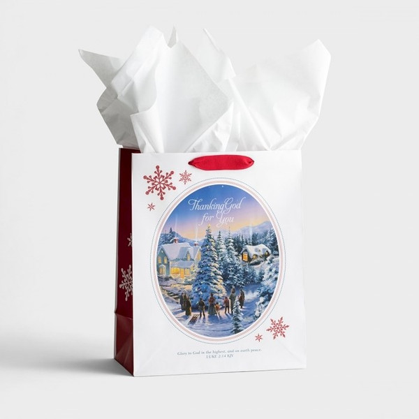 Gift Bag-Specialty-Thanking God For You-Thomas Kinkade-Luke 2:14-Large by Christmas