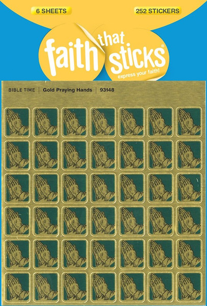 Sticker-Gold Praying Hands (6 Sheets) (Faith That Sticks) by Faith That Sticks