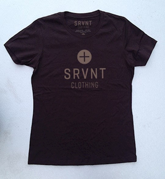 Tee Shirt-Srvnt Plus Womens Boyfriend Tee-Xs-Dk Chocolate W/Grey by Srvnt Clothing