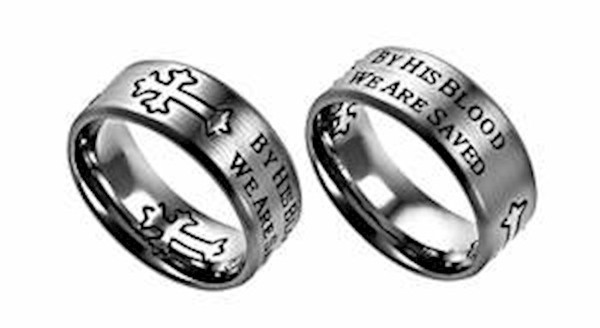 Ring-NEO Cross-Silver-By His Blood (Mens)-Sz 14 by Stainless Steel