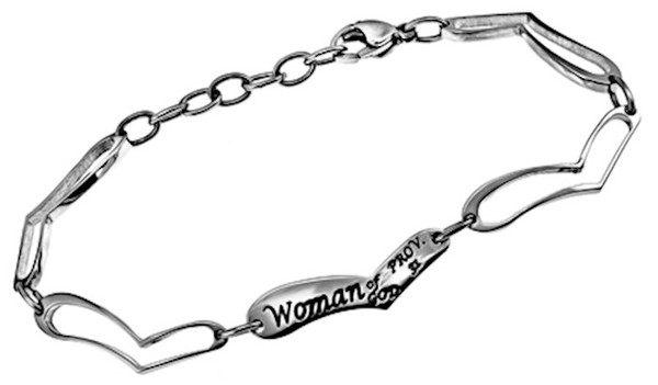 Bracelet-Heart Link-Woman Of God (Prov 31)-(Adjustable) by Spirit & Truth