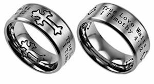 Ring-Neo Cross-Silver-True Love Waits (Mens) Sz 10 by Stainless Steel
