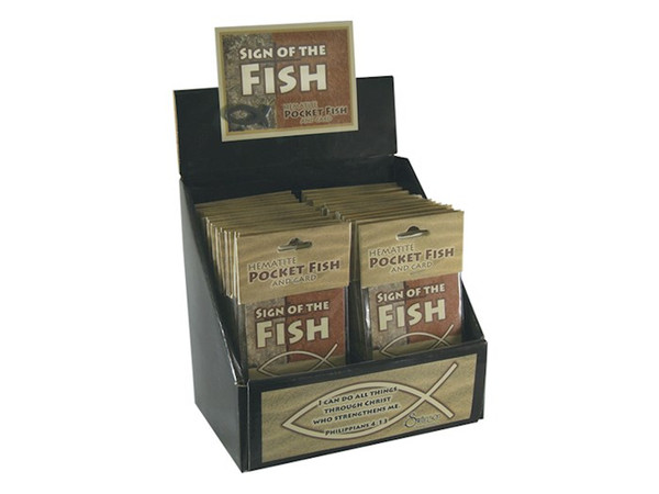 Display-Hematite Pocket Fish W/Wallet Card (Pack of 50) by Swanson