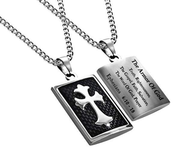 Necklace-DS Cross-Armor Of God (Eph 6:10-18) (20") by Stainless Steel