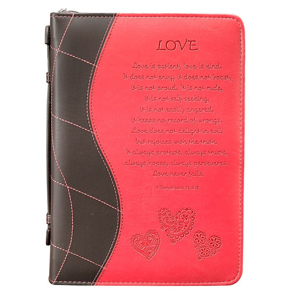 Bible Cover-Trendy Luxleather-Love-XLG-Pink/Black by Christian Art Gift