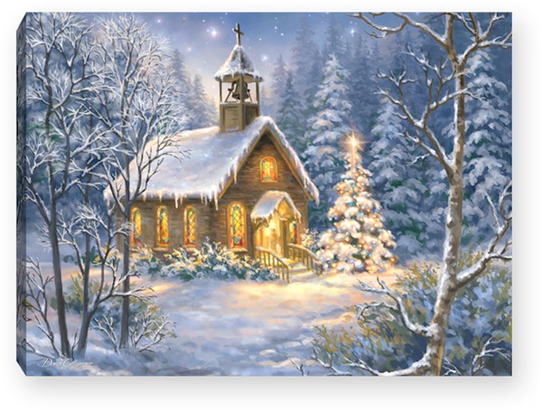 Mini Canvas-The Chapel-LED Tabletop w/Timer (8" x 6") by Christmas