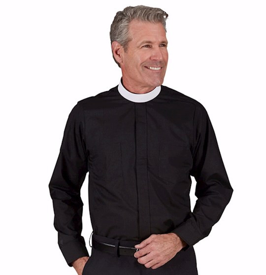 Clergy Shirt-Long Sleeve-Neckband-Black (18 x 34/35) by CB Church Supplies