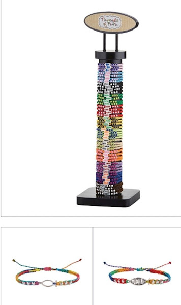 Bracelet-Threads Of Faith-Rainbow Cross/Ichthus w/Display (4 Asst) (96 Pcs) by Kingdom
