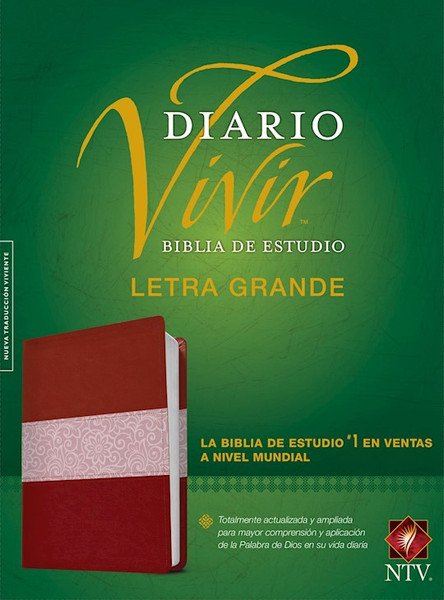 NTV Biblia de Estudio del Diario Vivir/Letra Grande (NLT Life Application Study Bible/Large Print)-Burgundy/Rose LLike by Tyndale Espanol