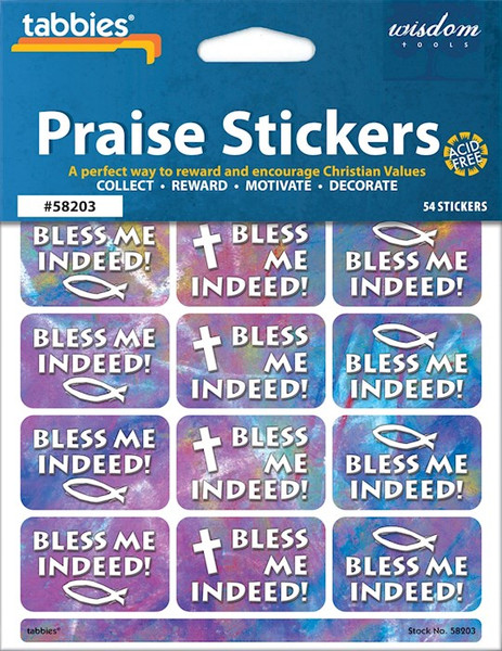 Praise Stickers-Bless Me w/Praise Chart (Pack of 54) by Tabbies