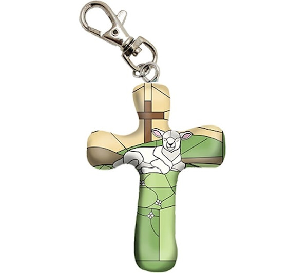 Cross-Keychain-Comforting Clay-Lamb Of God (3" H) by First & Main