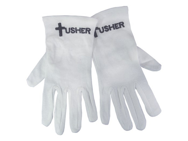Gloves-Usher w/Cross White Cotton-XLG by For Ushers