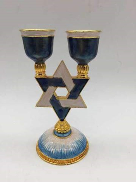 Candle Holder-Star Of David Shabbat 6" (#43143) by Holy Land Gifts