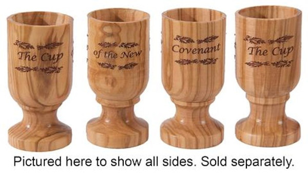 Communion-Wine Cup Of The New Covenant-Olivewood (1 Cup) (#44150) by Holy Land Gifts