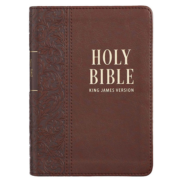 KJV Large Print Compact Bible-Brown Faux Leather by Christian Art Gift
