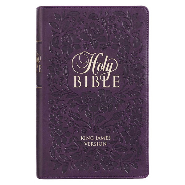 KJV Giant Print Bible-Purple Faux Leather Indexed by Christian Art Gift