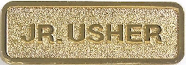 Badge-Jr Usher-Magnetic Back-Brass (2.75" x  .66") by Broadman & Holman