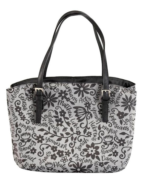 Bible Cover-Wedge Shape-Books Of The Bible-Jacquard-XLG-Grey Floral by White Dove Des