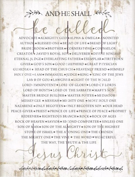 Rustic Pallet Art-The Names Of Christ (9 x 12) by Beechdale Frames