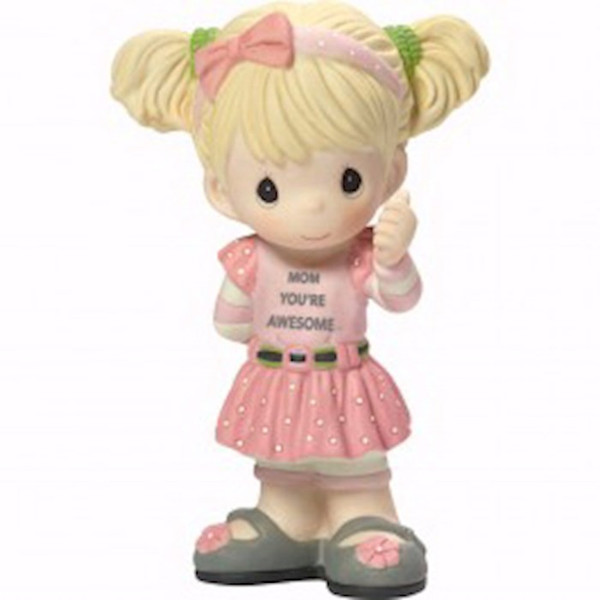 Figurine-My Mom's Awesome/Girl-Bisque Porcelain (5") by Precious Moments