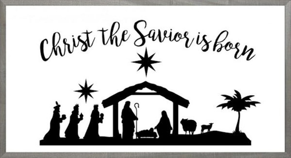 Framed Art-O Come Let Us Adore Him/Nativity Scene (8 X 16) (Farmhouse Art) by Beechdale Frames