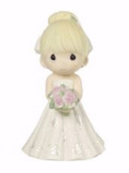 Figurine-Bride Wedding Cake Topper-Blond Hair Light Skin Tone (5")-Bisque Porcelain by Precious Moments