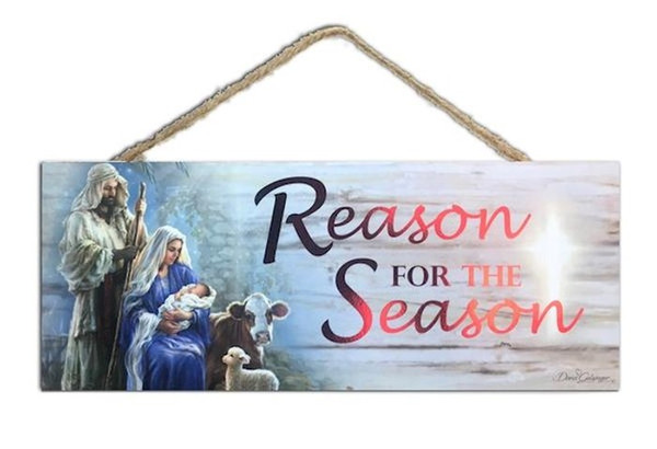 Sign-Reason For The Season w/Rope Hanger & Foil (10" x 4") by Christmas