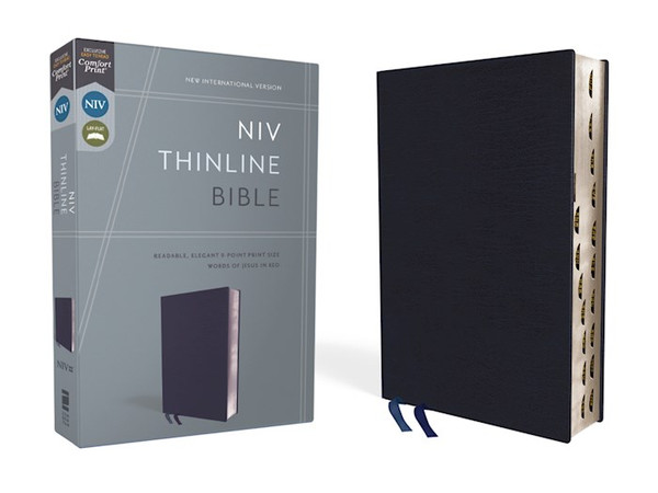 NIV Thinline Bible (Comfort Print)-Navy Bonded Leather Indexed by Zondervan