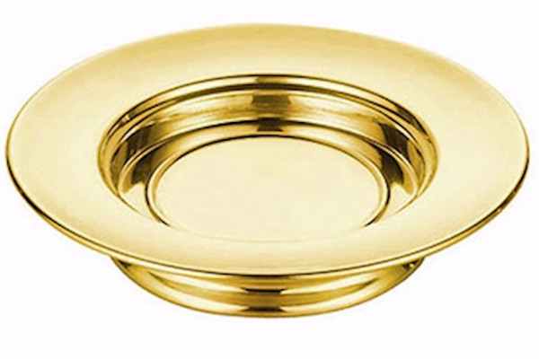 Bread Plate-Stacking-Polished Steel-Brass Tone by CB Church Supplies