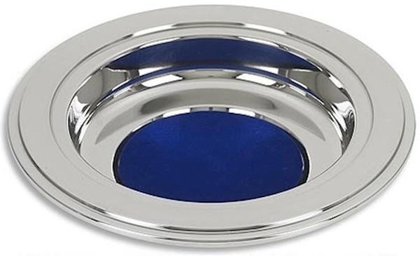Offering Plate-Silver-Blue Pad by CB Church Supplies