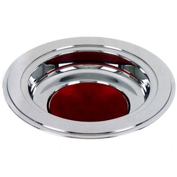 Offering Plate-Silver Tone-Burgundy Felt Pad by CB Church Supplies