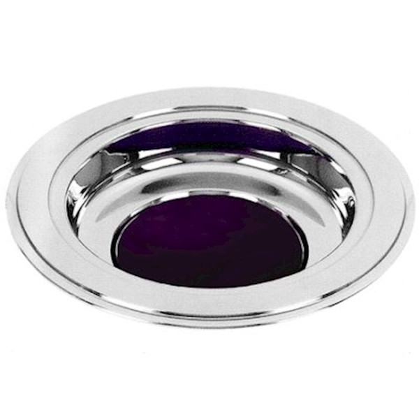 Offering Plate-Silver Tone-Purple Felt Pad by CB Church Supplies