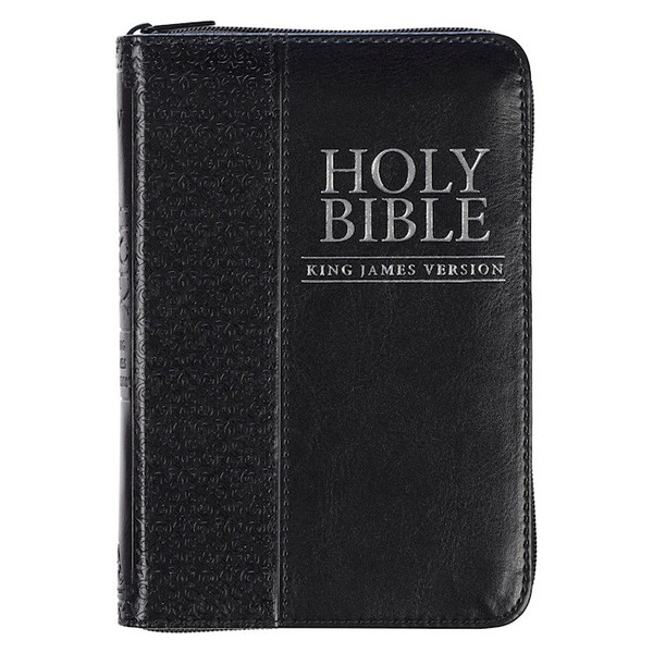 KJV Pocket Bible-Black Faux Leather w/Zipper by Christian Art Gift