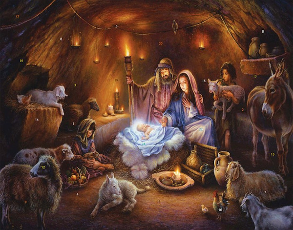 Large Advent Calendar-No Room At The Inn (11 x 14) by Vermont Christmas