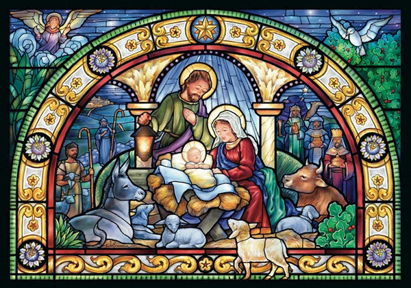 Medium Advent Calendar-Stained Glass Holy Night (8.25 x 11.75) by Vermont Christmas